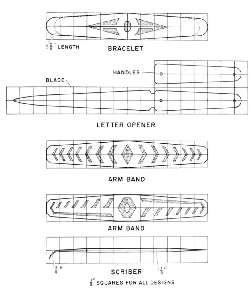 bracelet, letter opener, arm band, scriber metal shop plans