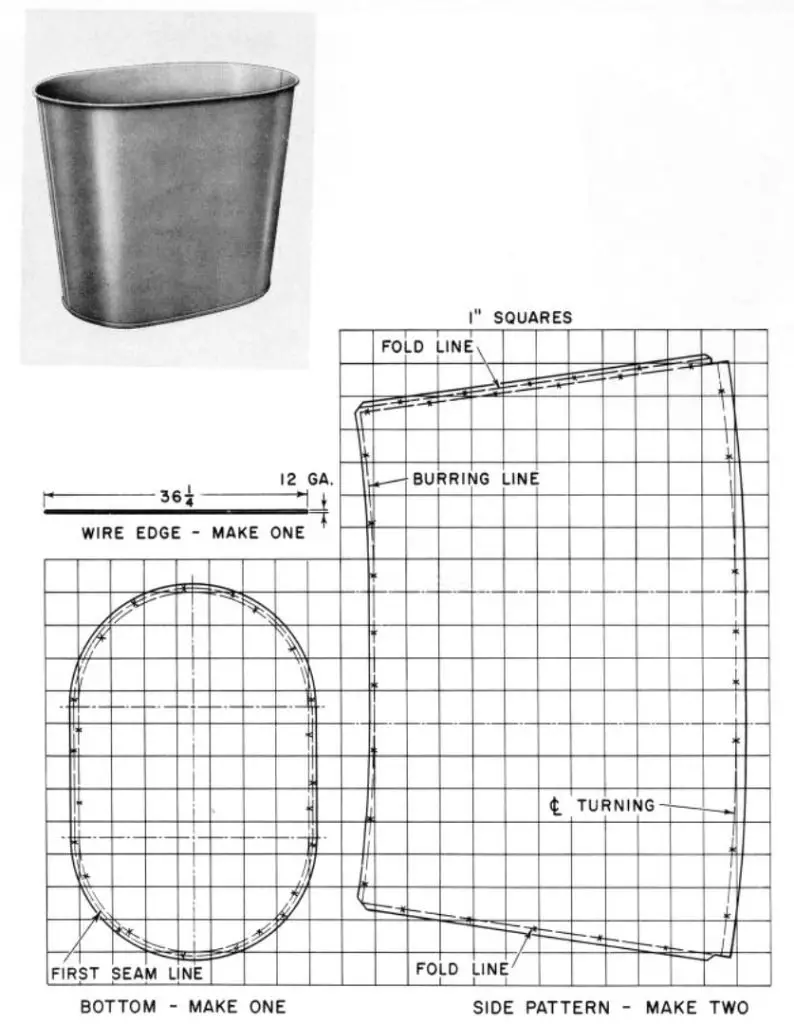 small waste basket metal plans